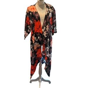 Lularoe Shirley women's size small black floral duster/ Kimono, nwt